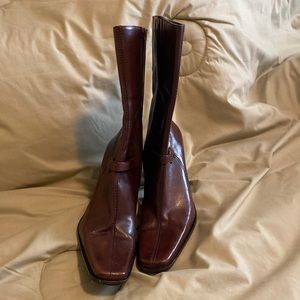 Mid Calf Brown Leather Boots size 9.5 M
